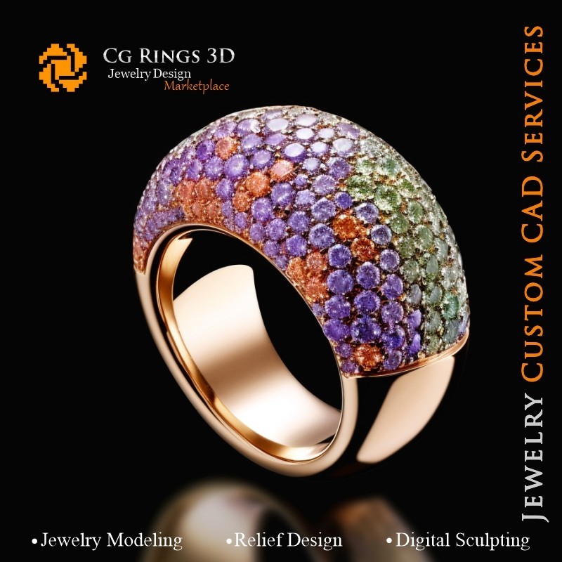 Bague - Bijoux 3D CAO Home, AI - Bijoux 3D CAO, AI - Anneaux 3D CAO , AI - Bijoux 3D CAO Mélodie des Couleurs, AI - Bijoux 3D CA
