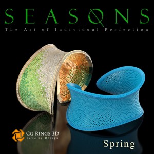 Einzigartiges Seasons-Armband (Frühling) - Schmuck 3D-CAD Home, Schmuck 3D-CAD, 3D Einzigartiger Schmuck, Armbänder 3D-CAD,