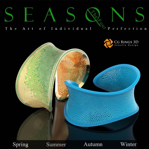 Einzigartiges Seasons-Armband (Sommer) - Schmuck 3D-CAD Zuhause, Schmuck 3D-CAD, 3D-Einzigartiger Schmuck, Armbänder 3D-CAD,