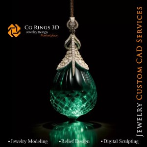 Anhänger mit Smaragd - 3D CAD Schmuck