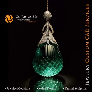 Ciondolo con Smeraldo - Gioielleria 3D CAD