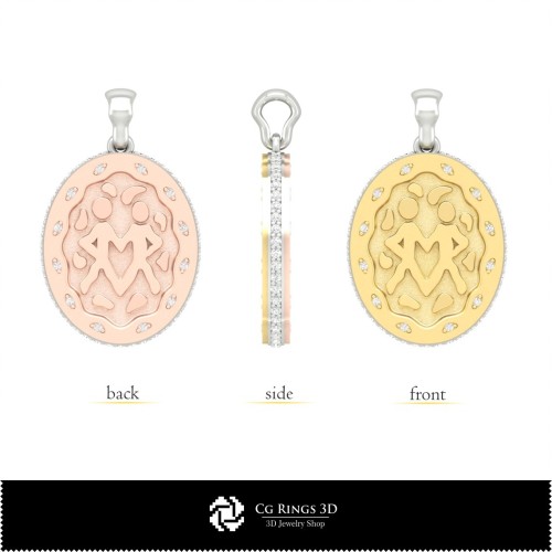 Pendentif Gémeaux 3D pour Femme, Bijoux CAO 3D, Pendentifs CAO 3D, Pendentifs du Zodiaque 3D
