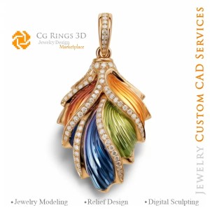 Farn-Anhänger mit Melodie der Farben - 3D CAD Schmuck