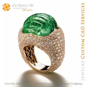 Anello con smeraldo e diamanti - Gioielleria CAD 3D