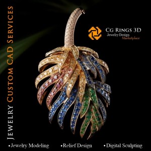 Pendentif Fougère avec Mélodie de Couleurs - Joaillerie...