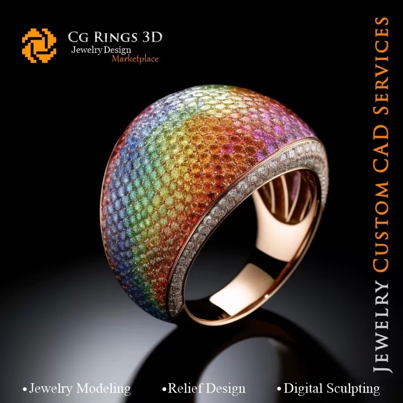 Bague Fleur avec Mélodie de Couleurs -...