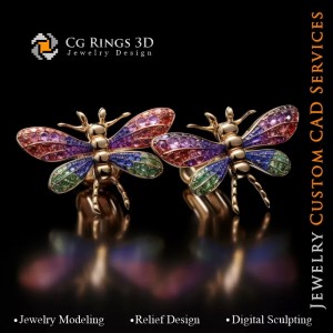 Gemelos Libélula con Alejandrita - Joyería 3D CAD