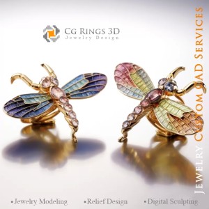 Boutons de Manchette Dragon-Fly avec Alexandrite -...