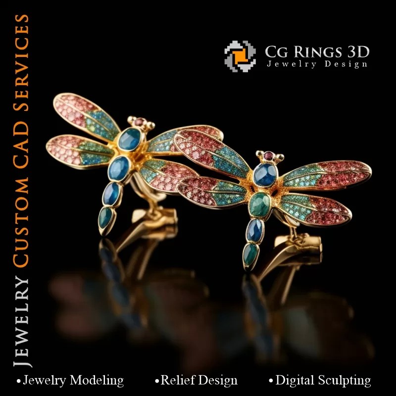 Boutons de Manchette Dragon-Fly avec Iolite -...