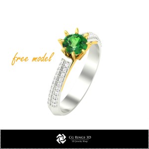 Bague de fiançailles CAO 3D - Modèle 3D gratuit, CAO joaillerie 3D, Bijoux 3D gratuits, Bagues CAO 3D