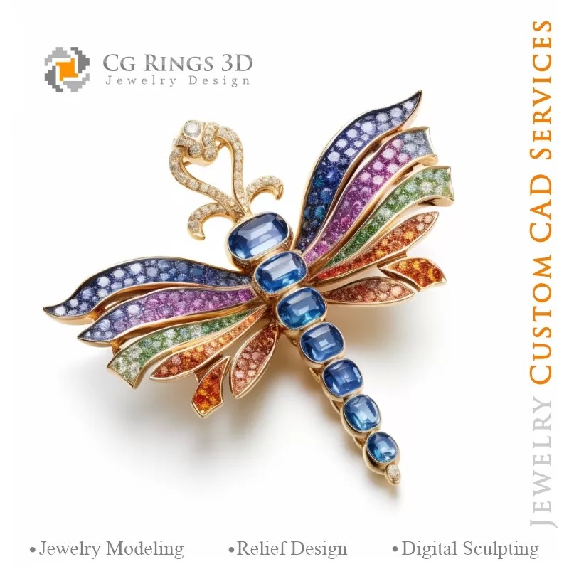 Ciondolo Libellula con Melodia di Colori - CAD...