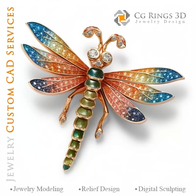 Dragonfly Pendant with Melody of Colours - 3D...