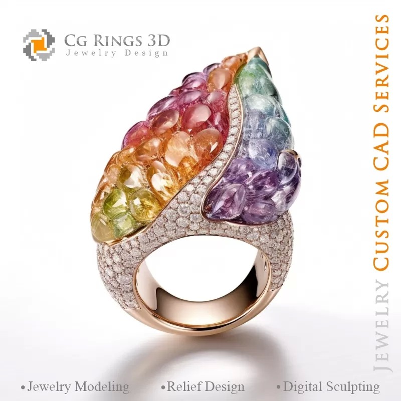 Ring mit Diamanten - 3D CAD Schmuck