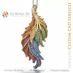 Pendentif Fougère avec Mélodie de Couleurs - Joaillerie...
