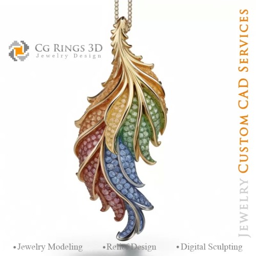 Farnanhänger mit Melodie der Farben - 3D CAD Schmuck