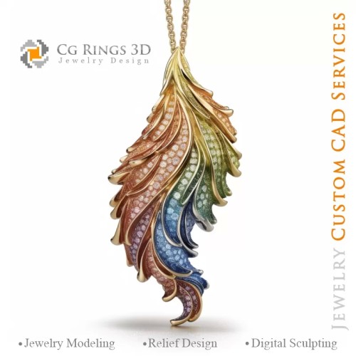 Farn-Anhänger mit Melodie der Farben - 3D-CAD-Schmuck