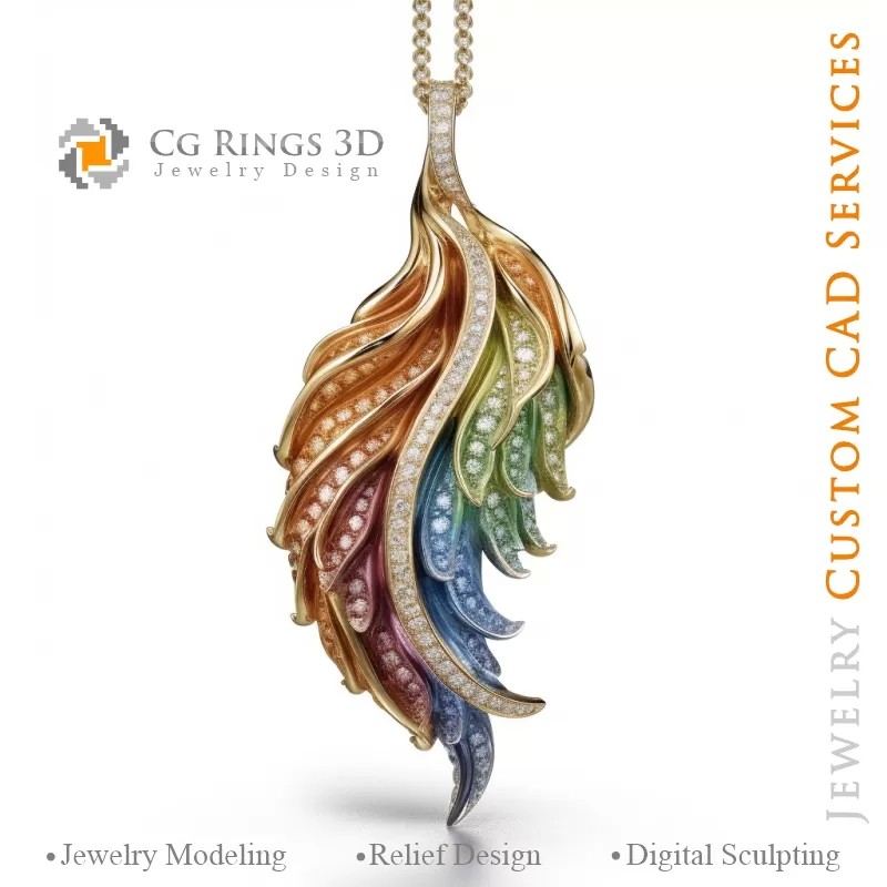 Pendentif Fougère avec Mélodie de Couleurs -...