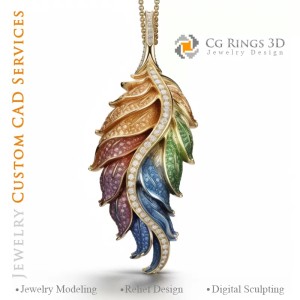 Colgante Helecho con Melodía de Colores - Joyería CAD 3D