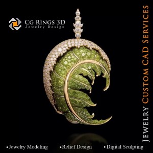 Ciondolo Felce con Melodia di Colori - Gioielli 3D CAD