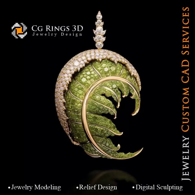 Pendentif Fougère avec Mélodie de Couleurs -...