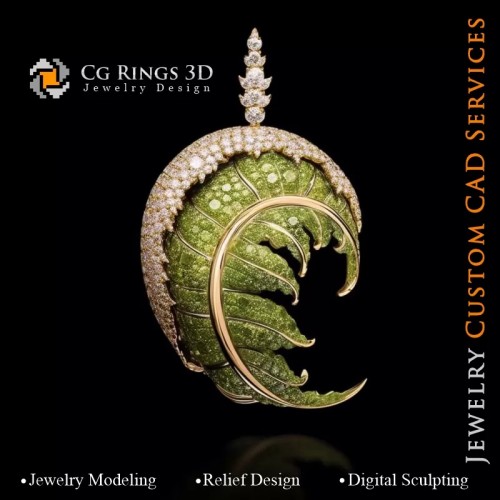 Farn-Anhänger mit Melodie der Farben - 3D CAD Schmuck