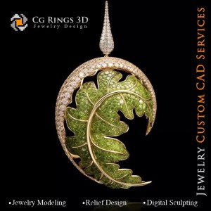 Ciondolo Felce con Melodia di Colori - Gioielli 3D CAD