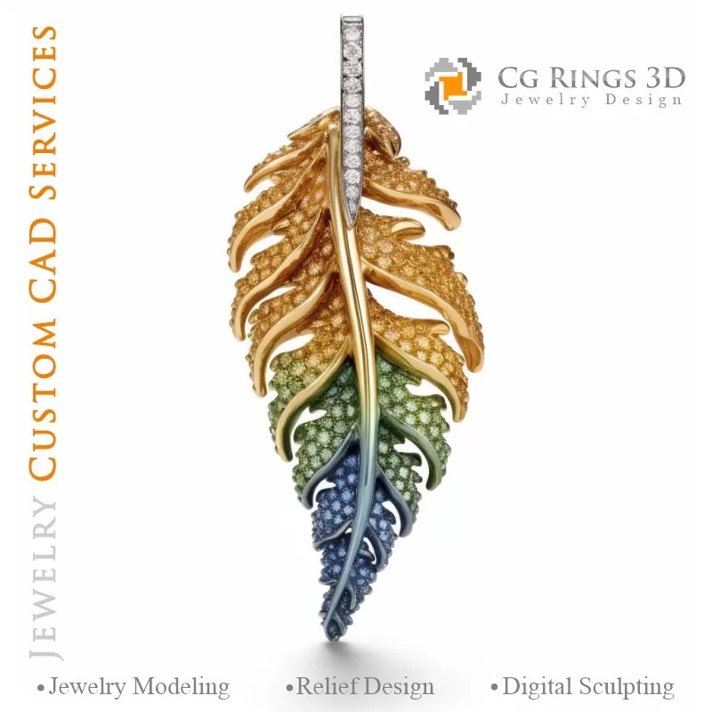 Pendentif Fougère avec Mélodie de Couleurs -...