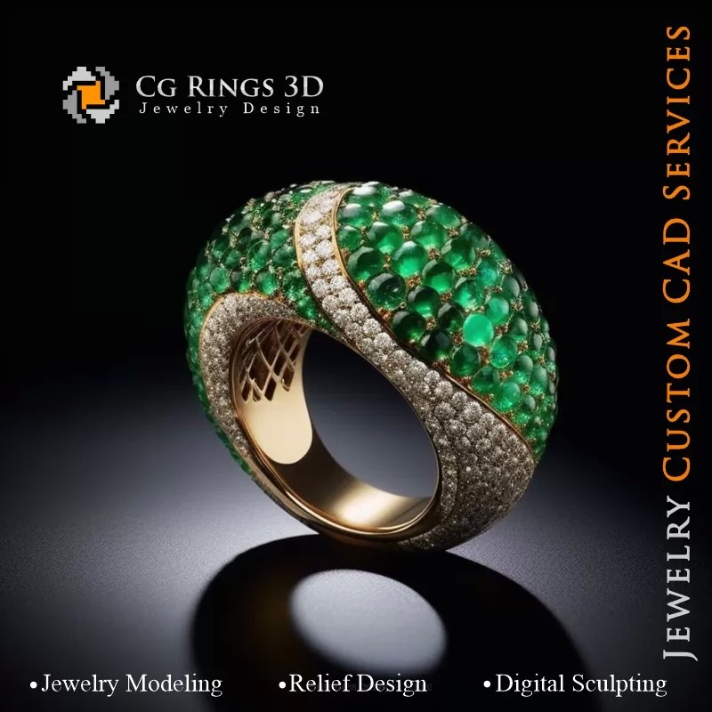 Bague avec Émeraudes et Diamants - Joaillerie...