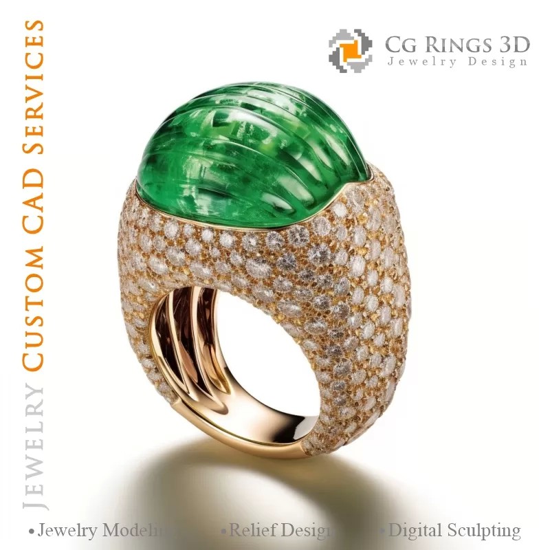 Ring mit Smaragd und Diamanten - 3D-CAD-Schmuck