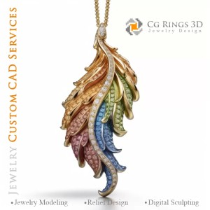 Pendentif Fougère avec Mélodie de Couleurs - Joaillerie...