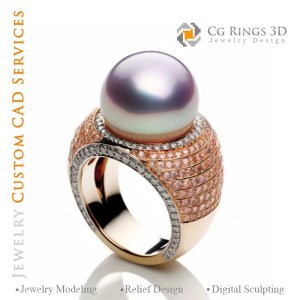 Ring mit Perle und Kunzit - 3D-CAD-Schmuck