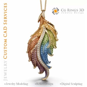 蕨叶吊坠——3D CAD 珠宝