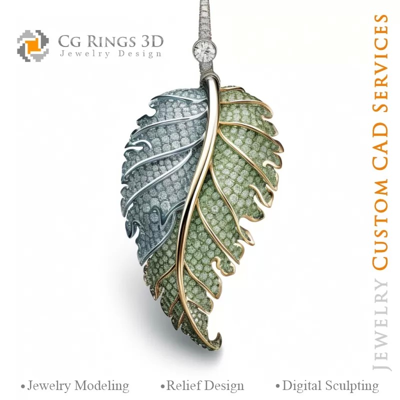 Pendentif Fougère avec Mélodie de Couleurs -...
