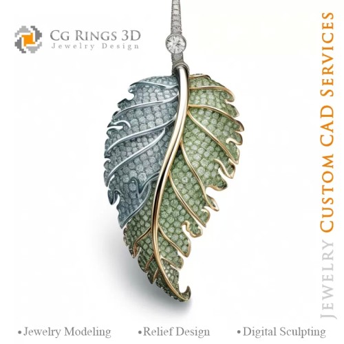 Farn-Anhänger mit Melodie der Farben - 3D CAD Schmuck