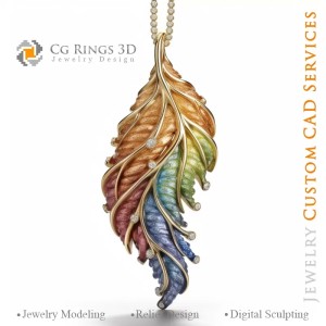 Pendentif Fougère avec Mélodie de Couleurs - Joaillerie...