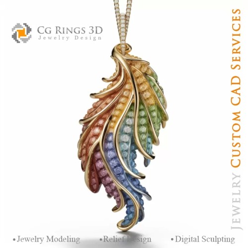 Colgante Helecho con Melodía de Colores - Joyería CAD 3D