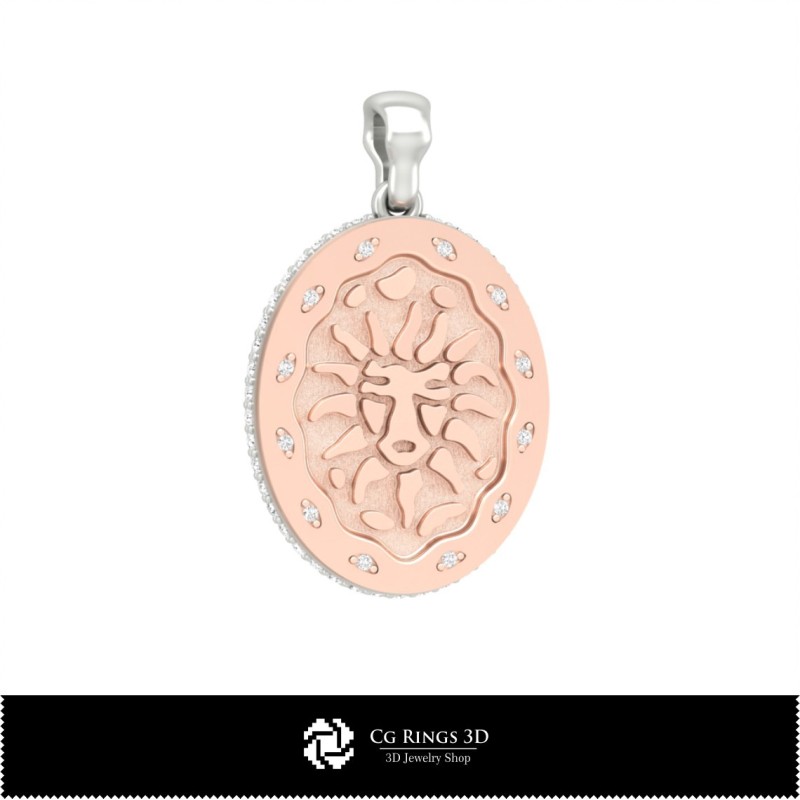 Pendentif zodiaque 3D Lion femme, bijou CAO 3D, pendentifs CAO 3D, pendentifs zodiaque 3D