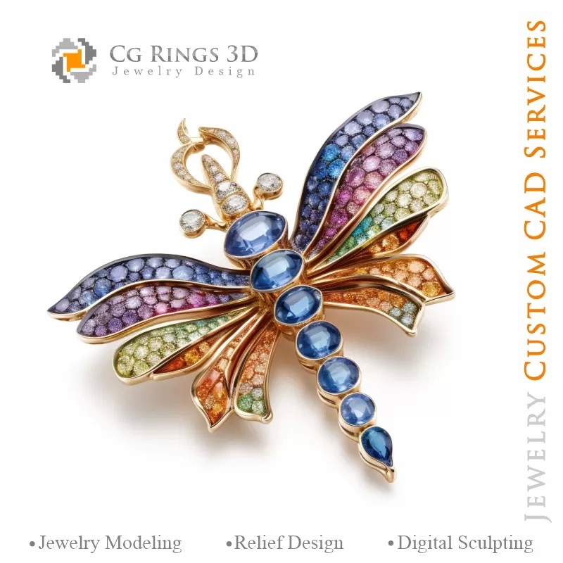Dragonfly Pendant with Melody of Colours - 3D...