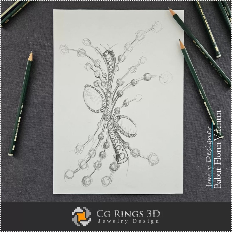 Boceto de broche - Diseño de joyería