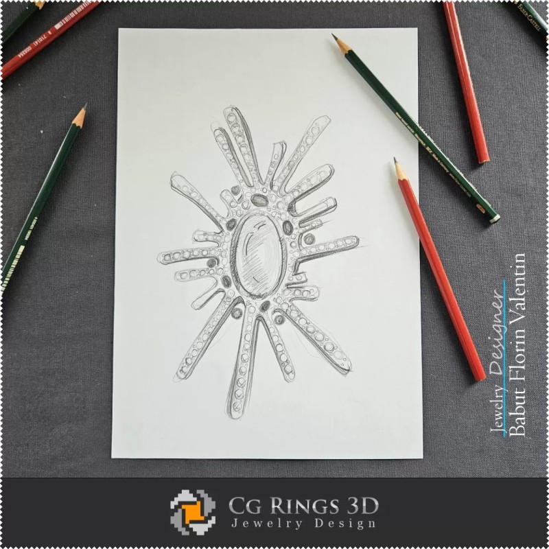 Boceto de Broche - Diseño de Joyas