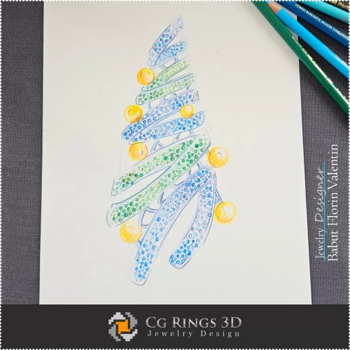 Christmas Tree Brooch Sketch