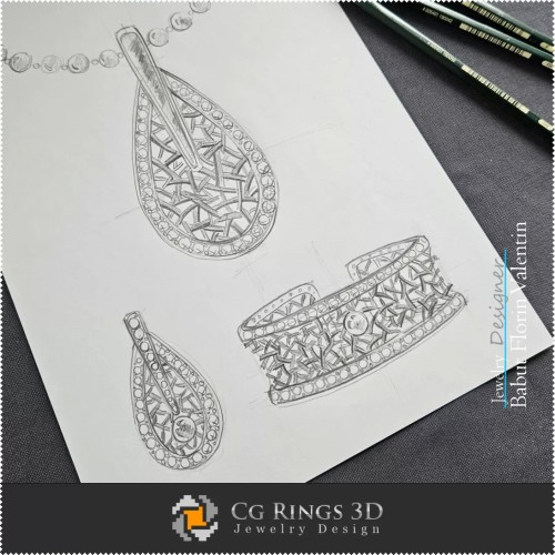 Conjunto de Bocetos de Joyería - Diseño de Joyería