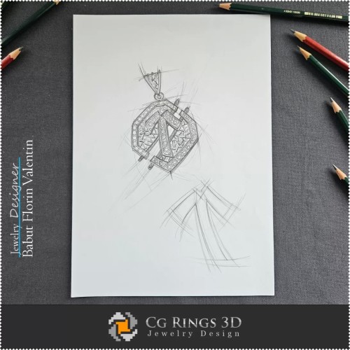 Boceto de Colgante Zodiacal - Diseño de Joyas