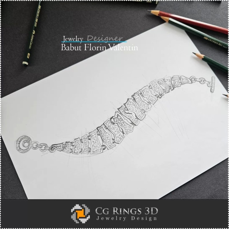 Boceto Pulsera Mihaela - Diseño de Joyería
