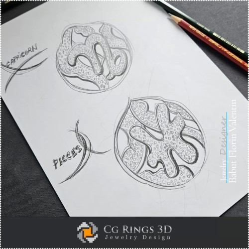 Boceto de colgante con zodiaco Capricornio