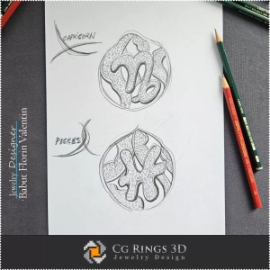 Croquis de Pendentif avec Zodiaque du Capricorne 2