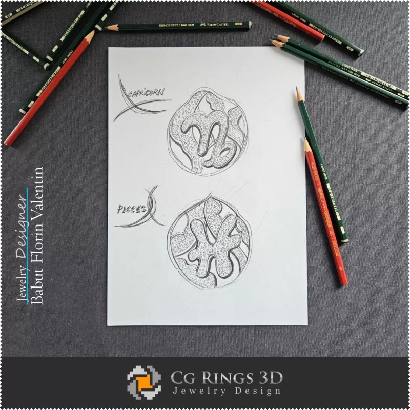 山羊座素描吊坠