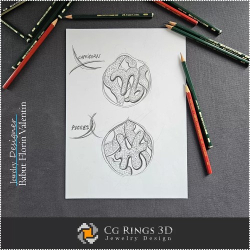 山羊座素描吊坠
