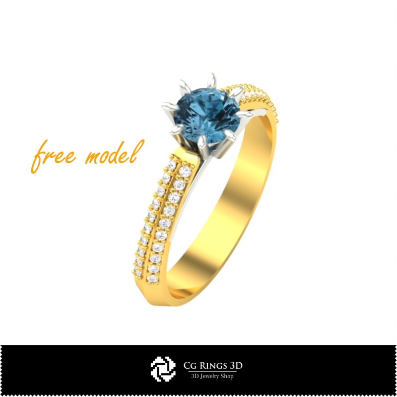 Bague de fiançailles CAO 3D - Modèle 3D gratuit, CAO joaillerie 3D, Bijoux 3D gratuits, Bagues CAO 3D
