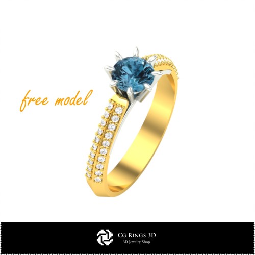 Bague de fiançailles CAO 3D - Modèle 3D gratuit, CAO joaillerie 3D, Bijoux 3D gratuits, Bagues CAO 3D